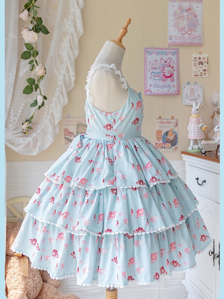 In Stock Girl's Love Letter Print Tiered Flounce Hem Lolita JSK