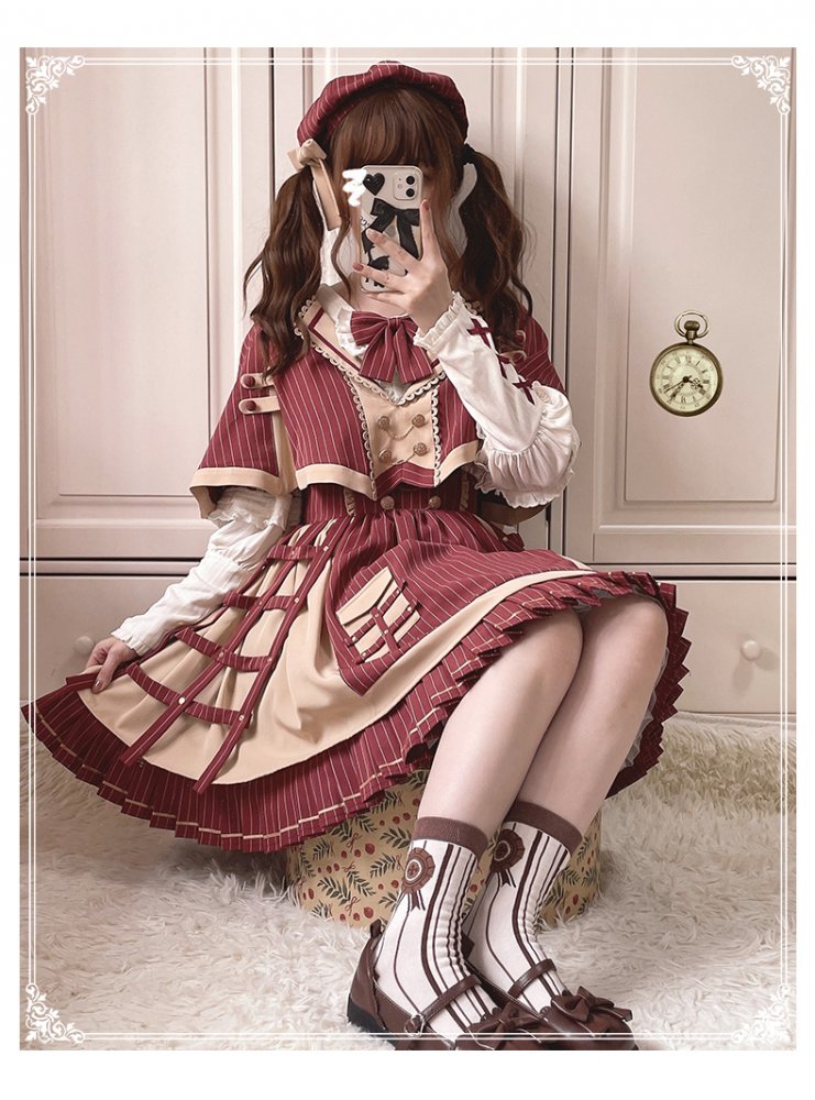 Little Detective Striped Pattern Birdcage Design Overalls
