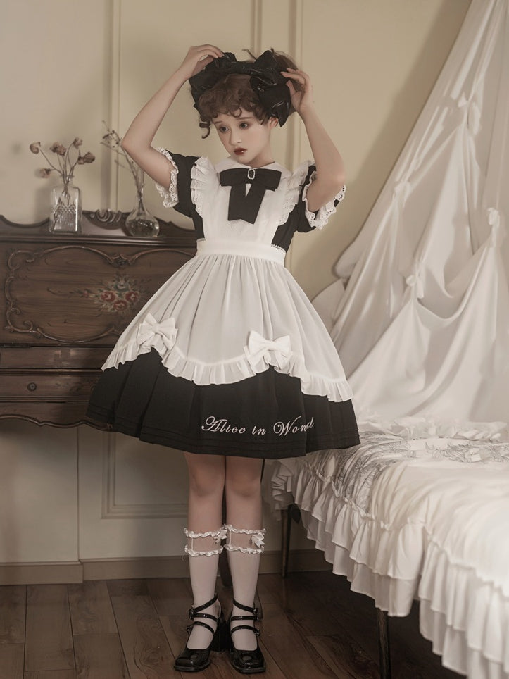 Alice in Wonderland Black Maid Dress with White Apron