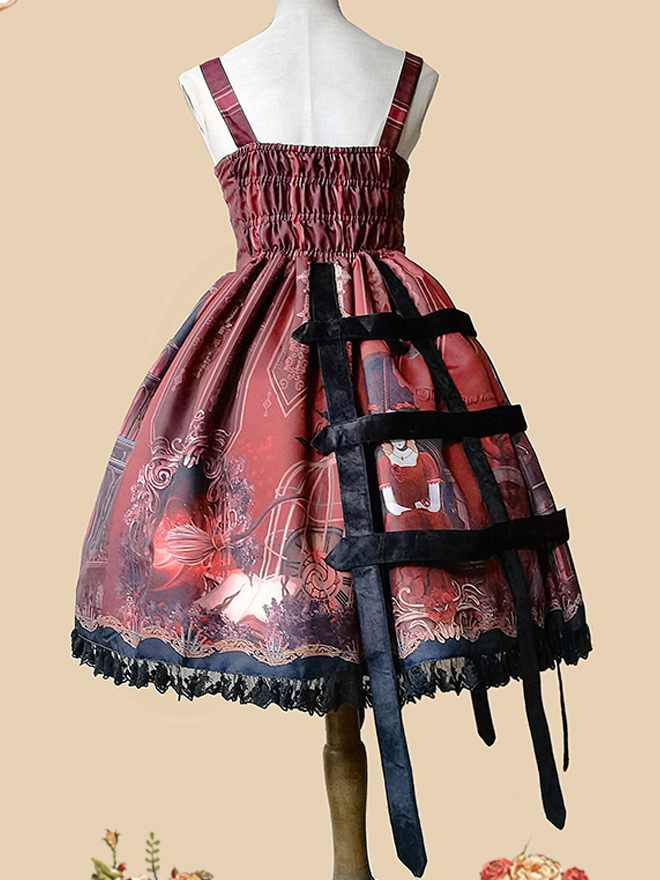 Midnight Magic Sweetheart Neckline High Waist Ruffle Trim Jumper Skirt