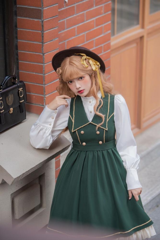 Magic High School Pointed Flat Collar High Waist Lolita JSK