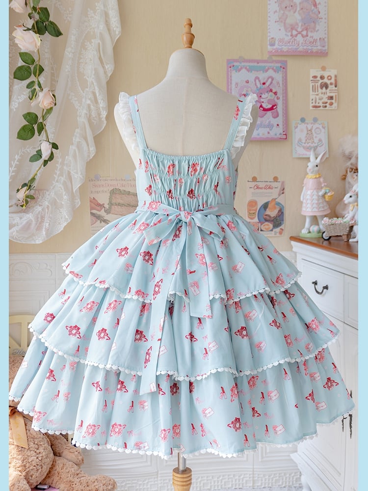 In Stock Girl's Love Letter Print Tiered Flounce Hem Lolita JSK
