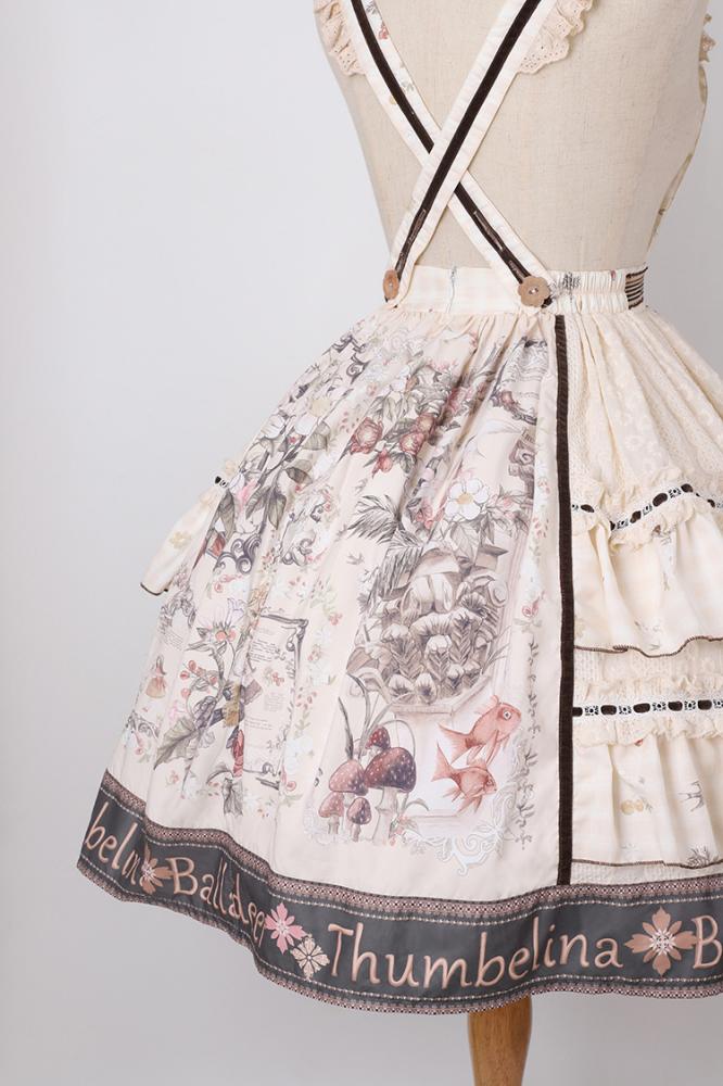 Thumbelina Floral Print Bowknot Details Overall Dress