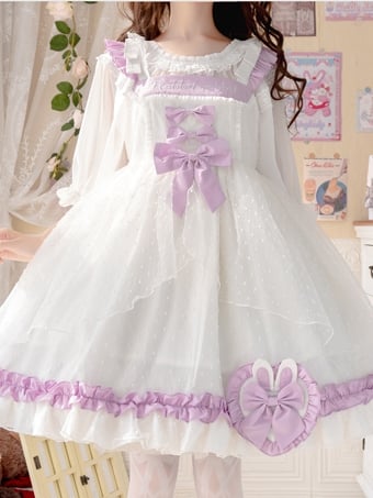 Mist Carol Ruffle Neckline Empire Waist Bowknot Details Jumper Skirt