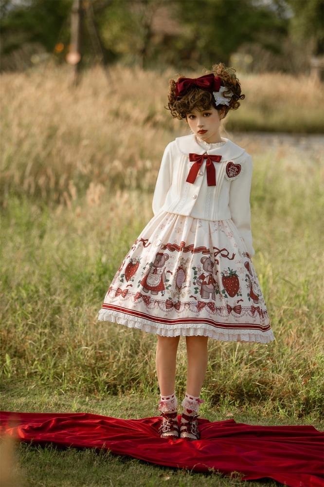 Winter Gift Square Neckline Sweet Jumper Skirt / Short Jacket Set