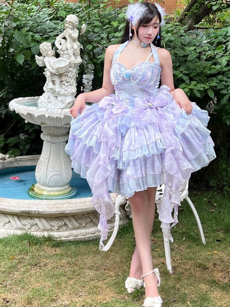 Sea Shell Bowknots Purple Corset Dress Mermaid Princess Summer Holiday Dress