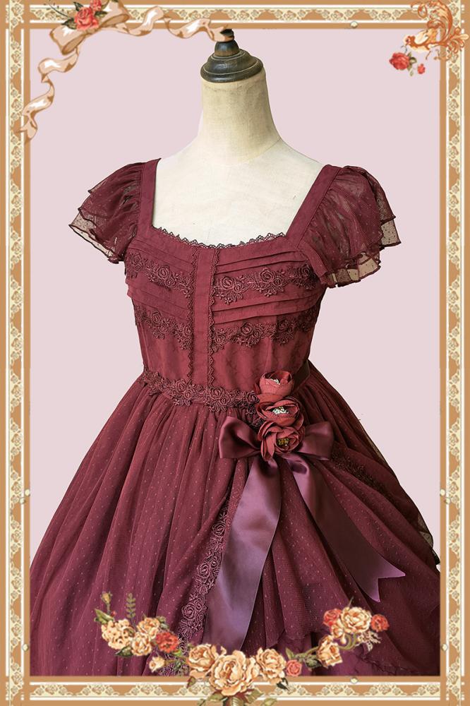 A Scene of Dance Music Color Red/Black Square Neckline Jumper Skirt
