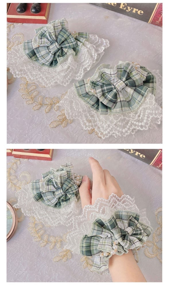 Matcha Ice Bowknot Details Plaid Ruffle Hem Idol Lolita Overall Dress