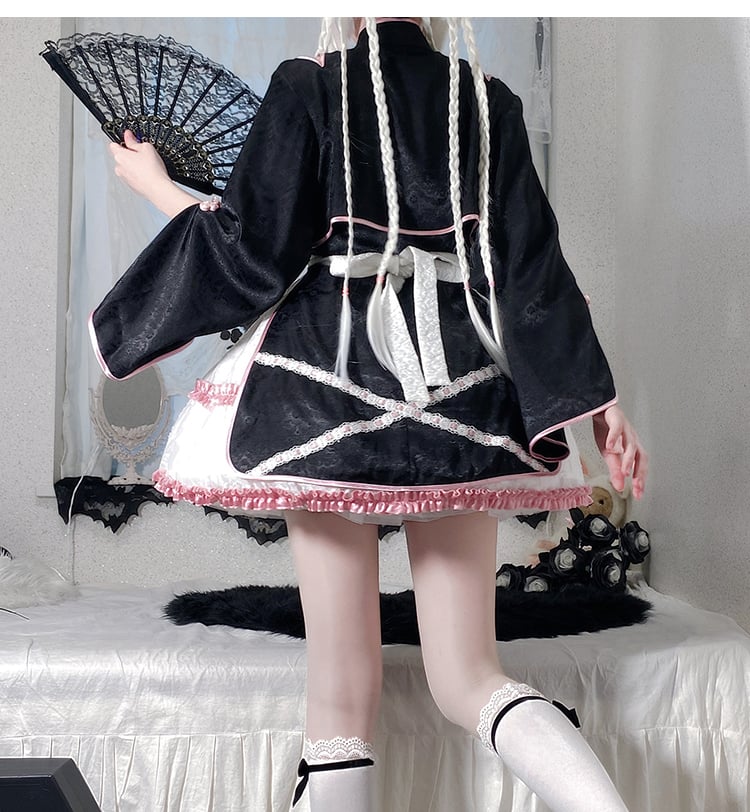 Pink Qi Style Jumper Skirt +Bolero+Apron Full Set