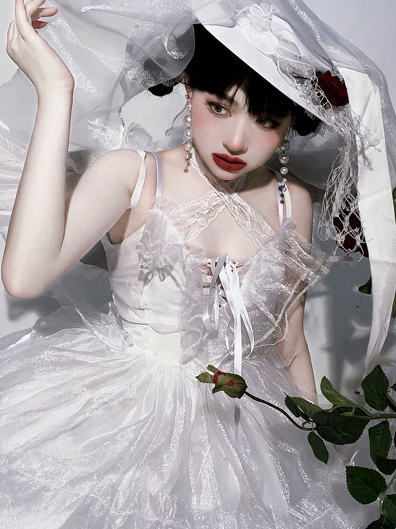 Plus Size Friendly Seven Deadly Sins Halter Neck Sweetheart Neckline Tiered Skirt and Flounce Hem Lolita JSK