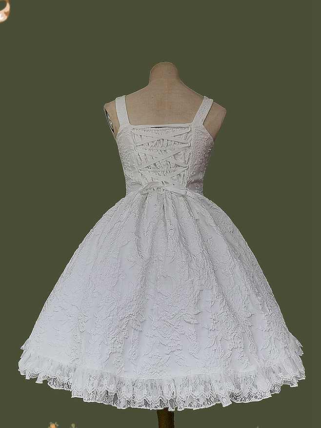 Singer Sweetheart Neckline Natural Waist Tiered Skirt and Ruffle Trim Jumper Skirt/JSK+ Train Set