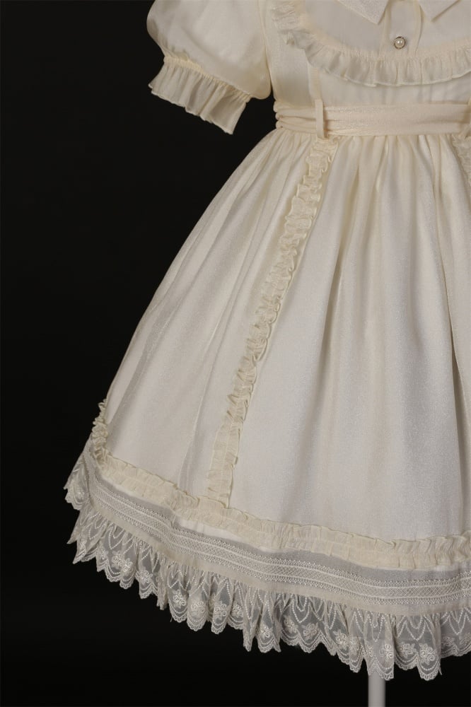 Warm Breeze Into String Peter Pan Collar High Waist Short Sleeves Lolita OP