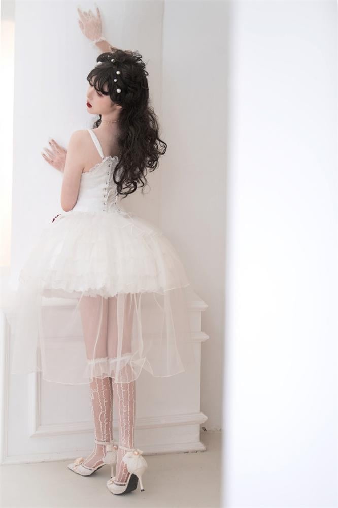 Little Rose Kuro and Shiro Style Sweetheart Neckline High Waist Jumper Skirt