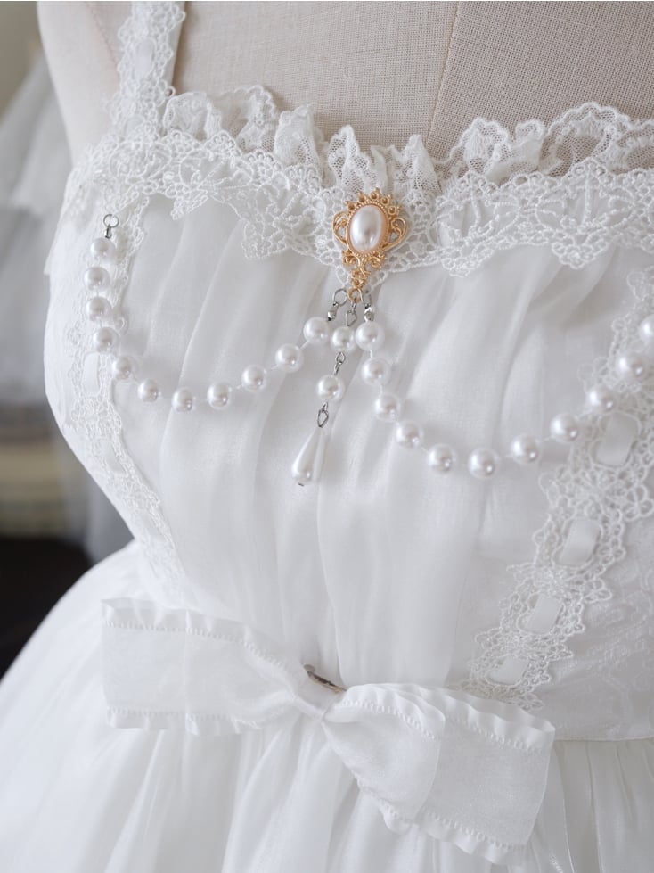 White Tiered Ruffle Skirt High Waist Jumper Skirt