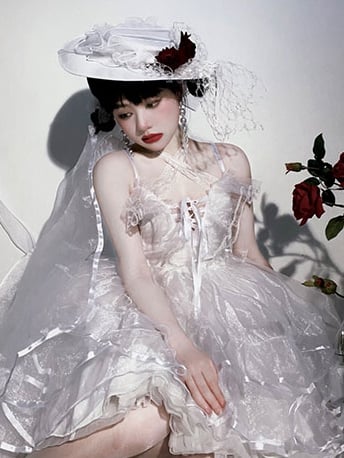 Plus Size Friendly Seven Deadly Sins Halter Neck Sweetheart Neckline Tiered Skirt and Flounce Hem Lolita JSK