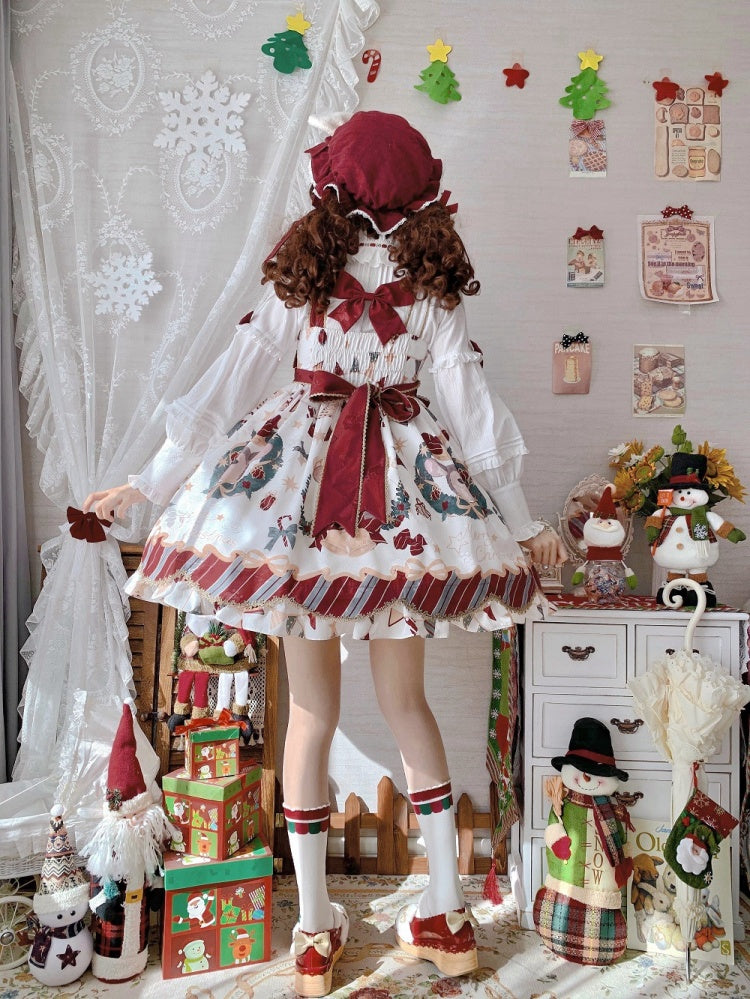 In Stock Christmas Style Elk Print Jumper Skirt