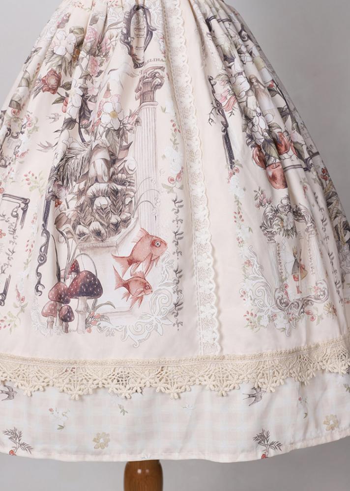 Thumbelina Floral Print Petal Neckline High Waist Short Version Jumper Skirt