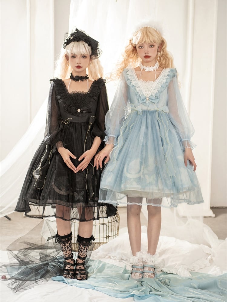 Sweet Bowknot Details Ruffle Neckline Beads Halter Neck Long Sleeves One Piece