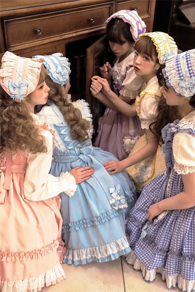 Star Candy Jar Ruffle Trim Bowknot Details Jumper Skirt