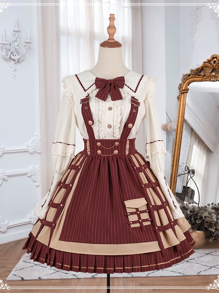 Little Detective Striped Pattern Birdcage Design Overalls