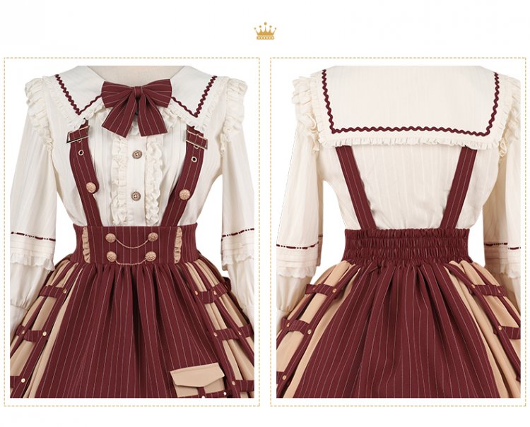 Little Detective Striped Pattern Birdcage Design Overalls