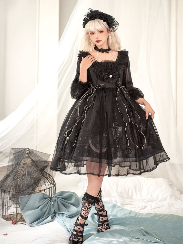 Sweet Bowknot Details Ruffle Neckline Beads Halter Neck Long Sleeves One Piece