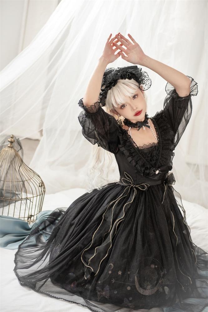 Sweet Bowknot Details Ruffle Neckline Beads Halter Neck Long Sleeves One Piece