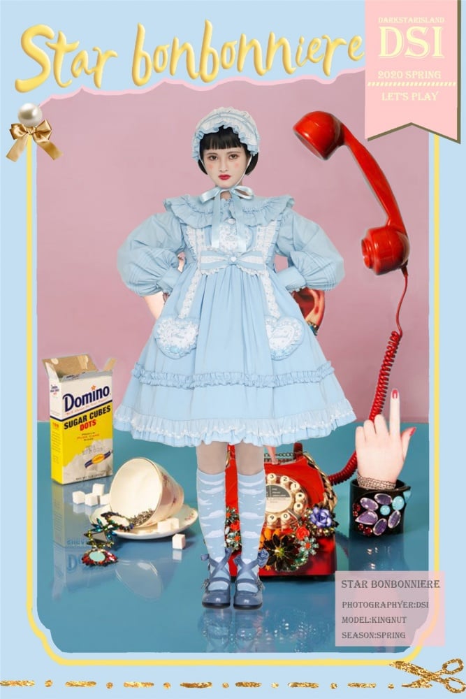 Star Candy Jar Ruffle Trim Bowknot Details Jumper Skirt