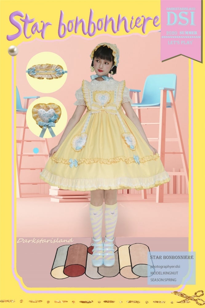 Star Candy Jar Ruffle Trim Bowknot Details Jumper Skirt