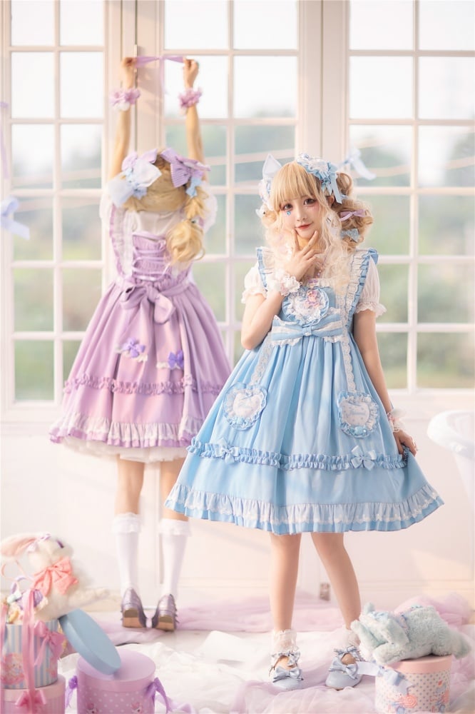 Star Candy Jar Ruffle Trim Bowknot Details Jumper Skirt