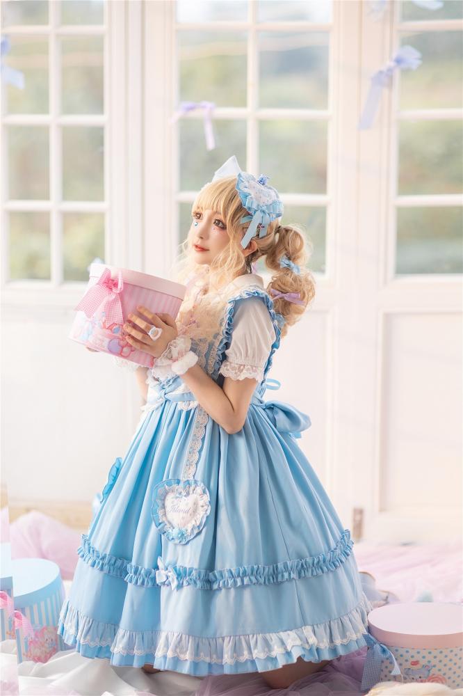 Star Candy Jar Ruffle Trim Bowknot Details Jumper Skirt