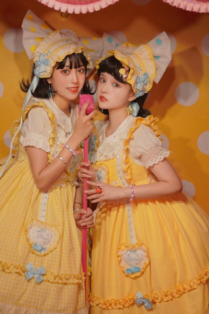 Star Candy Jar Ruffle Trim Bowknot Details Jumper Skirt