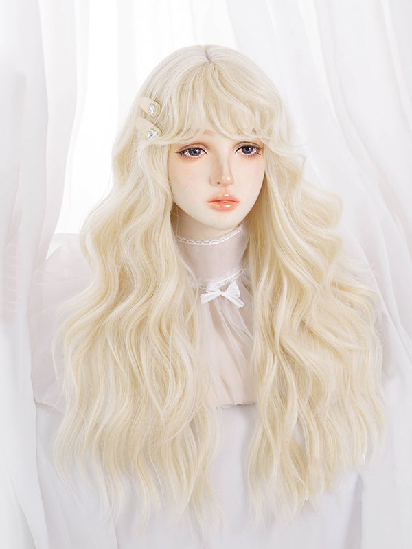 Light Gold Long Wavy Synthetic Wig