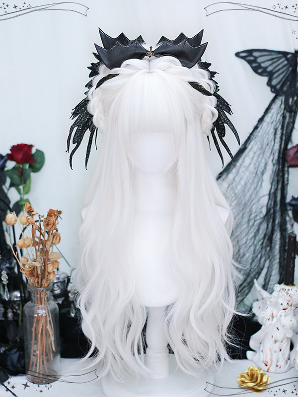 Moonlight White Air Bangs Long Wavy Synthetic Wig