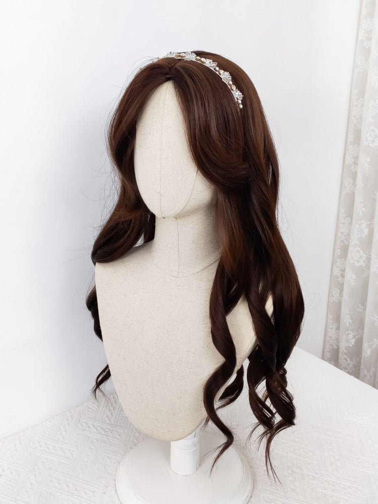 Metropolitan Girls Champagne Brown Wavy Long Lolita Synthetic Wig