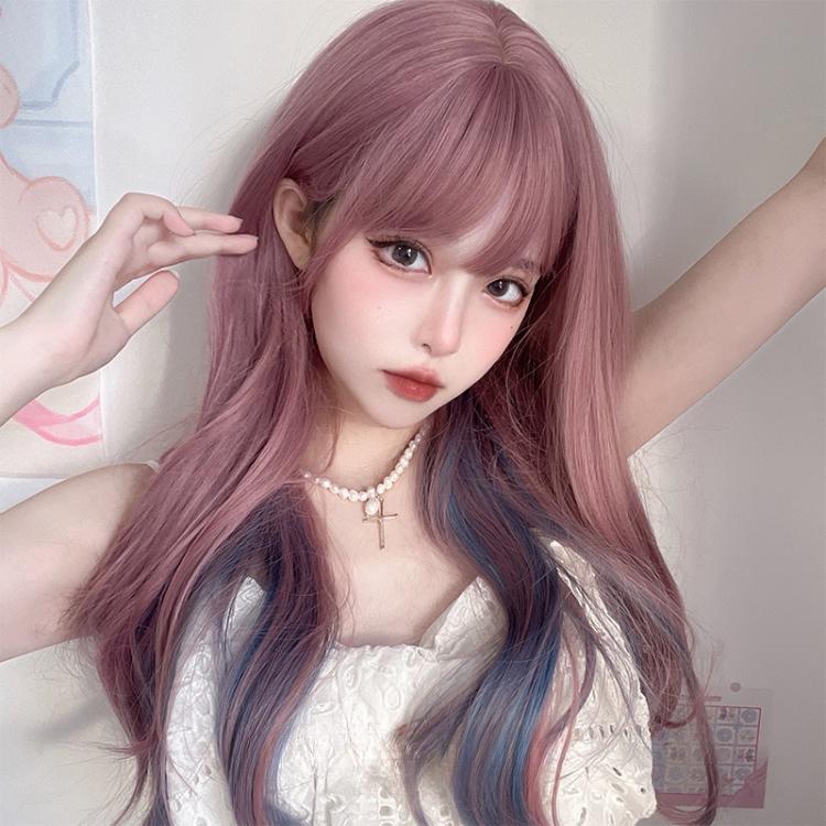 Waist Length Wavy Grapevine Purple-Dusty Blue Lolita Synthetic Wig