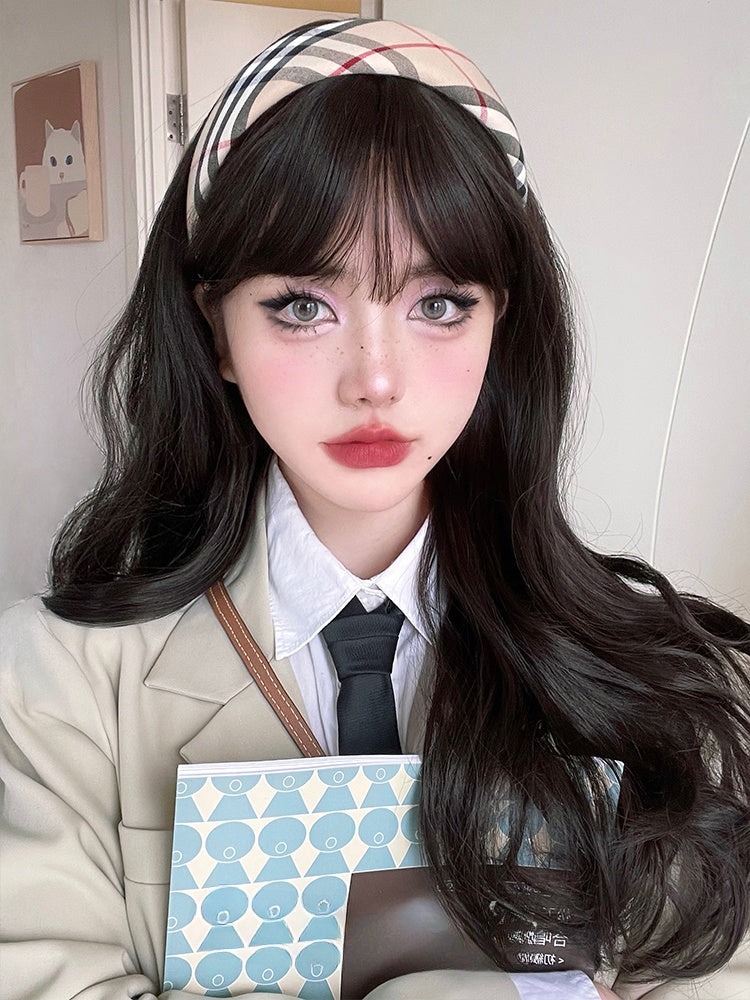 Wavy Dark Tawny Synthetic Wig