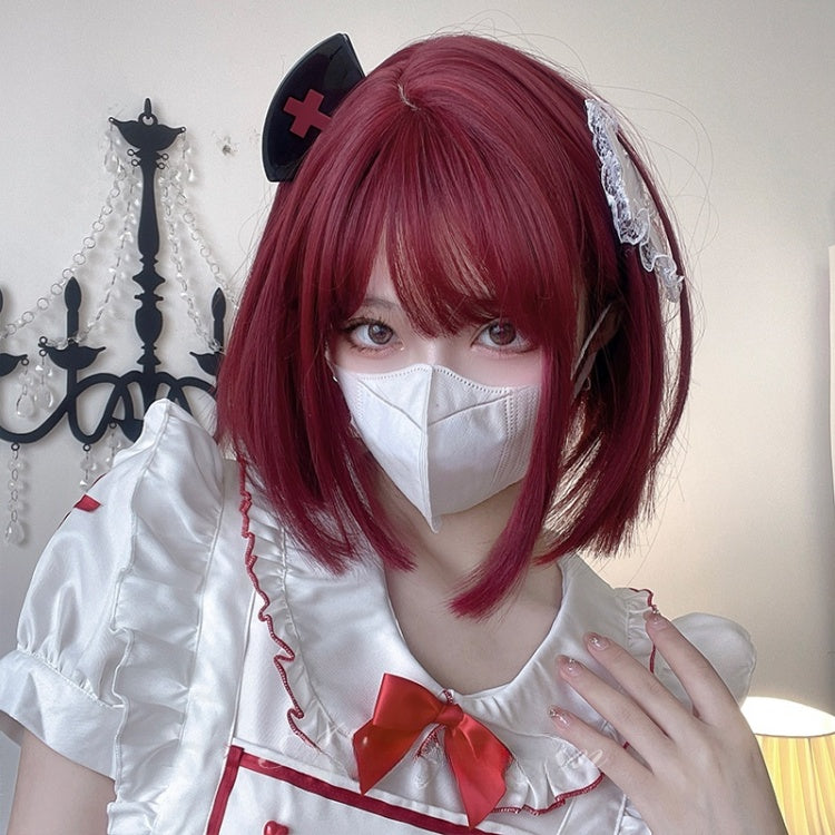 Straight Burgundy 30CM Short Wig