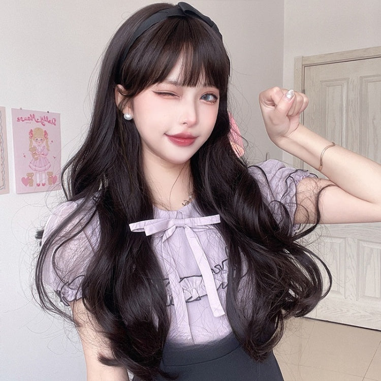 Waist Length Wavy Dark Brown Lolita Synthetic Wig