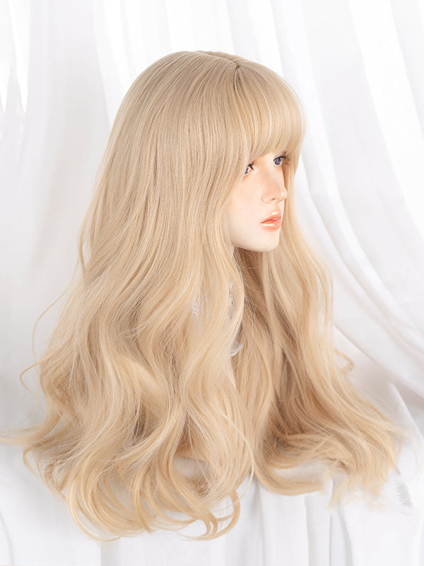 Milk Tea Champagne Wavy Synthetic Wig