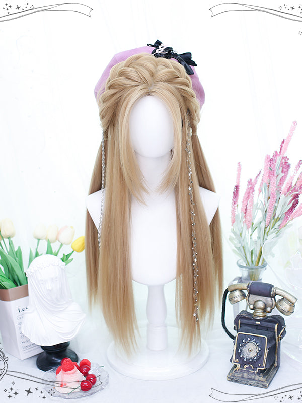 Milk Tea Gold Straight Centre Parting Synthetic Wig