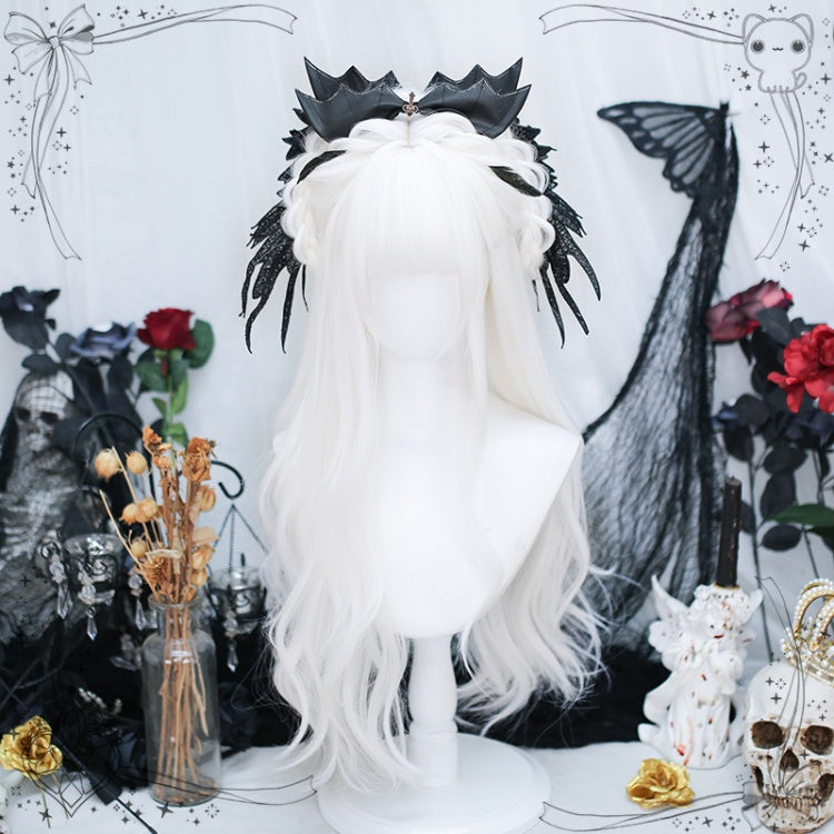 Moonlight White Air Bangs Long Wavy Synthetic Wig