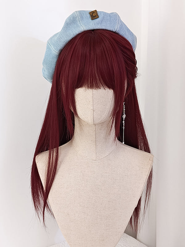Raspberry Red Long Straight Synthetic Wig