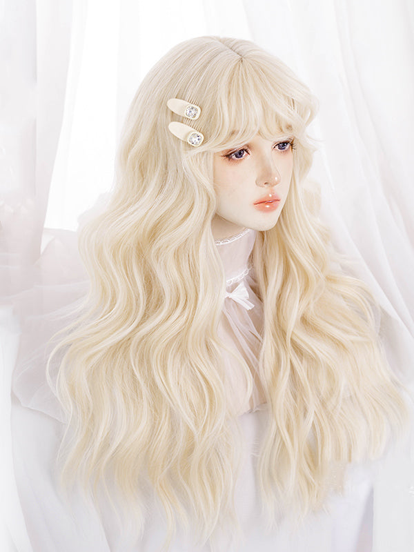 Light Gold Long Wavy Synthetic Wig