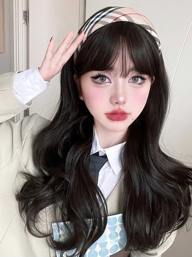 Wavy Dark Tawny Synthetic Wig