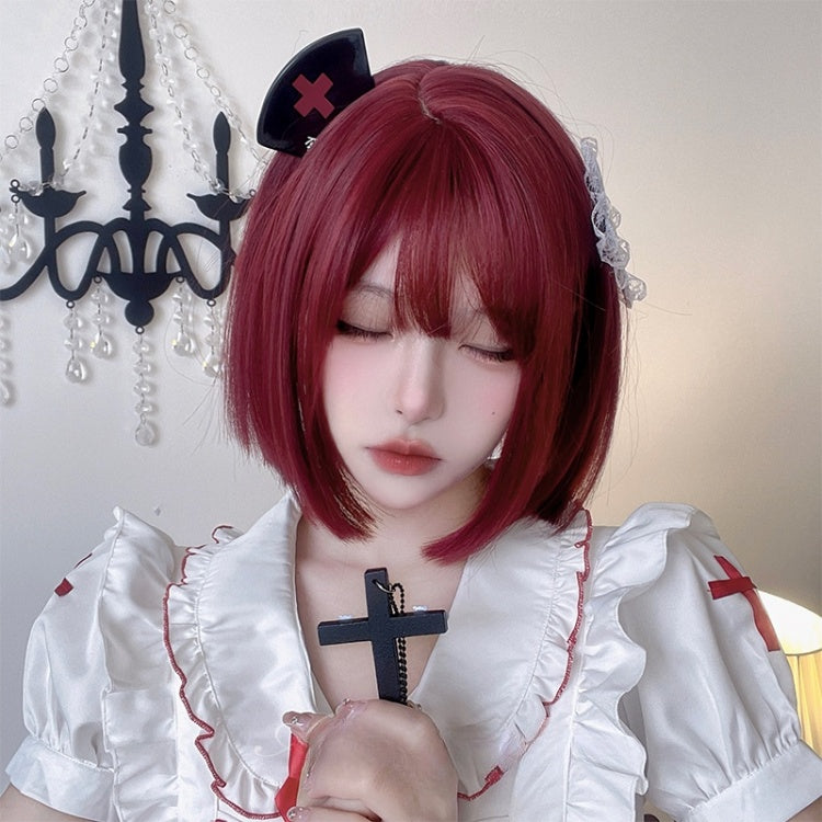 Straight Burgundy 30CM Short Wig