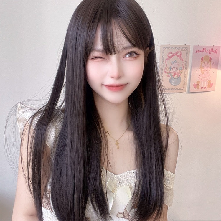 Straight 60CM Dark Brown / Brown / Honey Color Lolita Synthetic Wig