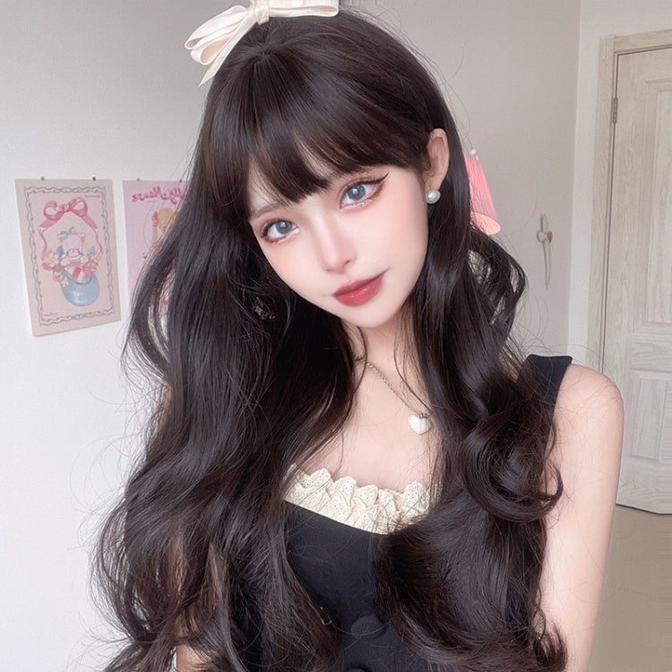 Waist Length Wavy Dark Brown Lolita Synthetic Wig
