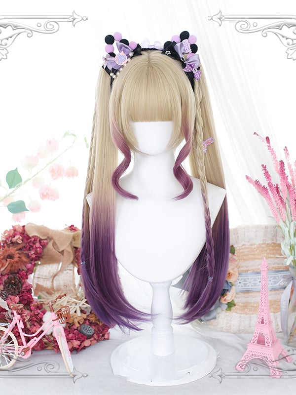 Star Purple Double Ponytails Hime Cut Lolita Synthetic Wig