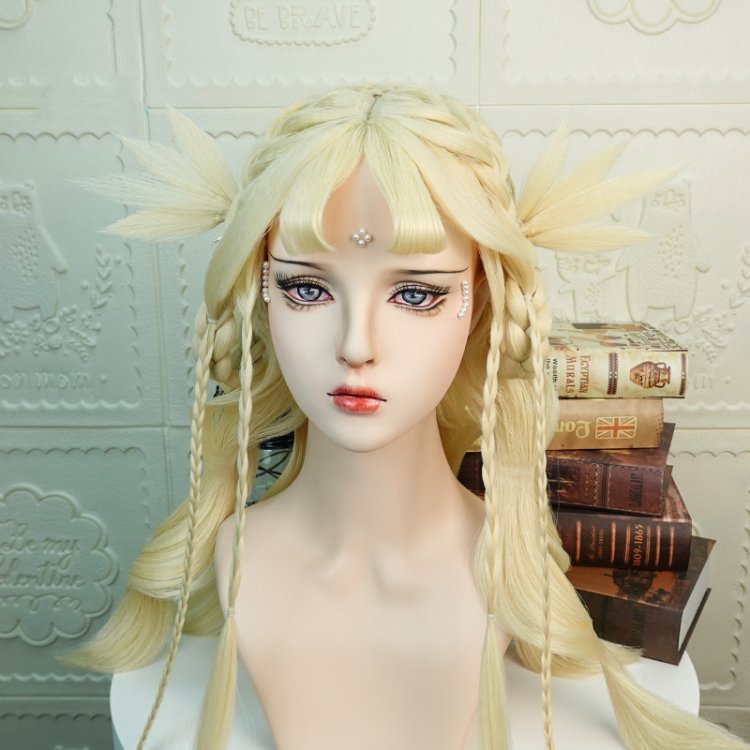 Theia Blond Wavy Lolita Hand-braided Wig with Wig KC